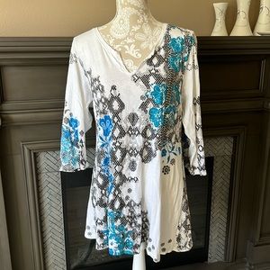 • Sivan cotton patterned tunic style top, XL •